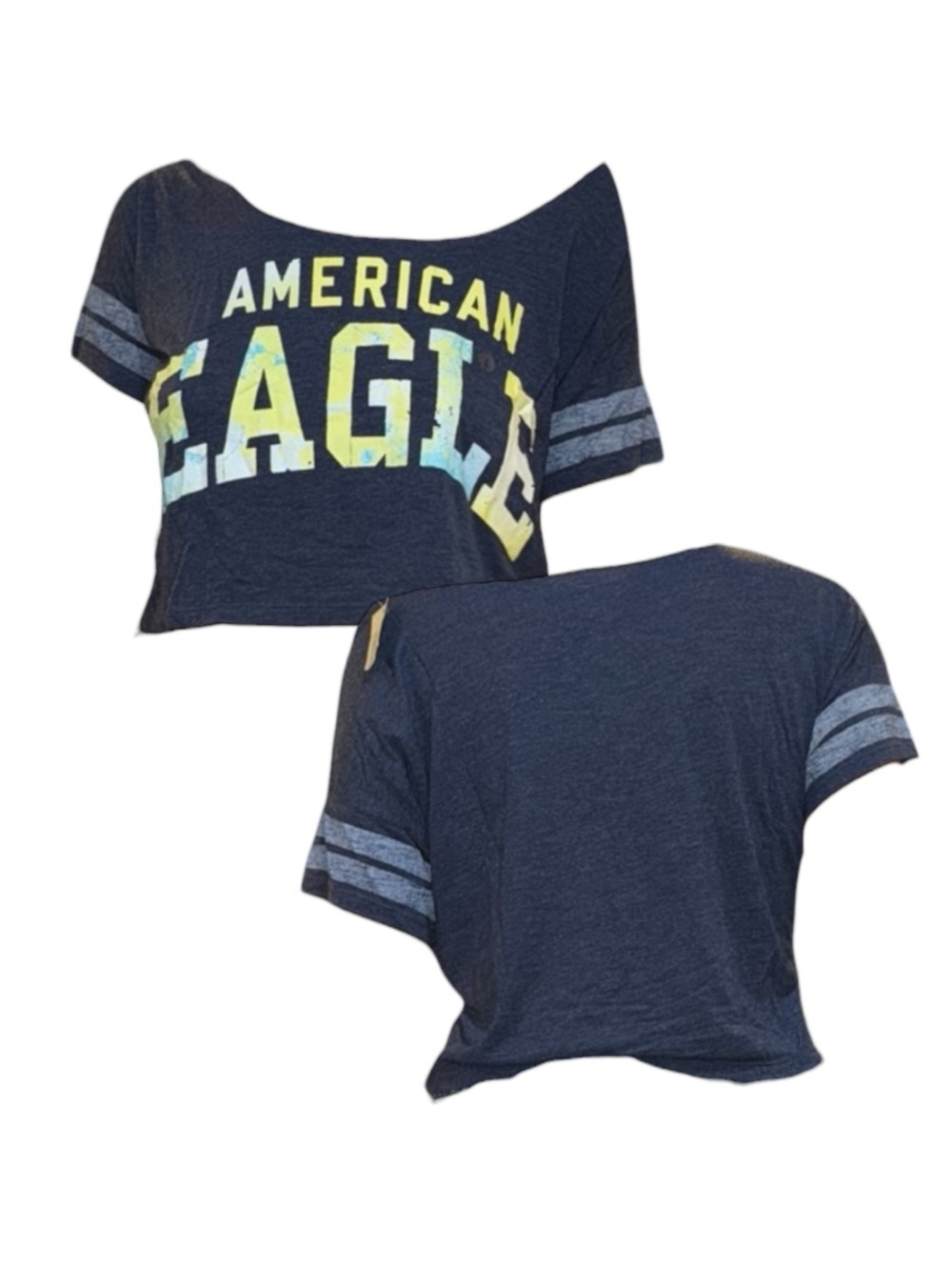 American Eagle Outfitters Navy and Yellow Crop Top